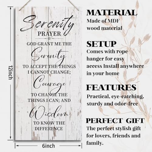 HALUOSI Serenity Prayer Wooden Decor Sign, God Grant Me The Serenity Wall Decor Sign, Hanging Printed Wooden Plaque Decor, Rustic Family Signs for Home Decor, Christian Gift 12x 6inch (A5) - color: color09