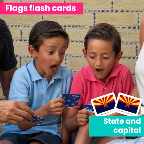 Menique U.S. States Flags Memory Matching Game – 100 Cards, 50 States and Capitals – Flashcards – Learn Flags & Abbreviations – Kids and Adults - style: U.S. States Flags