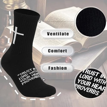 6 Pairs Christian Socks Cross Prayer Socks with Bible Verse,Christian Gift for Man Women Youth Birthday Christmas - color: 3:5-mix