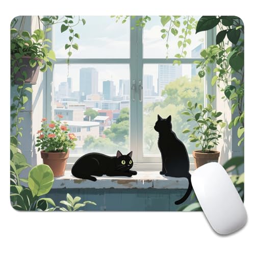 Square Mouse Pad Black Cat, Personalized Premium-Textured Custom Mouse Mat Design, Washable Mousepad Cloth, Non-Slip Rubber Base Computer Mouse Pads for Wireless Mouse - color: S3040 Black Cat