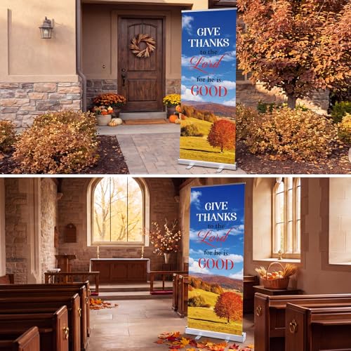 Ceenna 24 x 63 Inch Fall Church Banners for Sanctuary, Retractable Pull‑up - style: Fall Religious