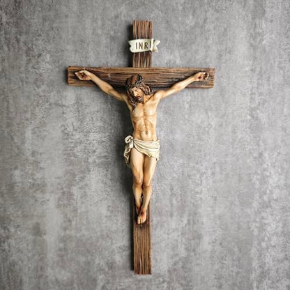 BC Catholic Crucifix Wall Cross, 10"H Jesus Wall Art - size: 10"L x 5.4"W