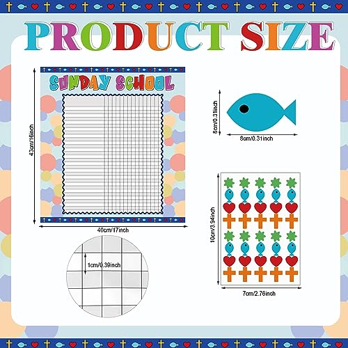 Yeaqee12 Pcs Sunday School Attendance Charts with Sticker, Blue - color: Blue