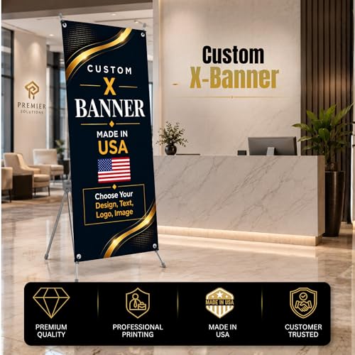 custom x stand banner 30x65" custom banners personalized Printed in USA - color: X Stand Banner