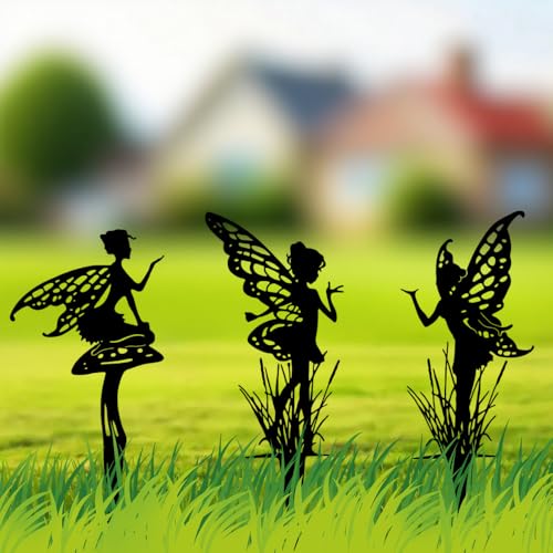 Garden Decoration 3-piece Set, Garden Stakes, Suitable for courtyards, Flower pots, lawns, Flower Bed Decorations, and Gifts - color: A-black04