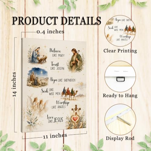SHQIEUDH Christian Jesus Nativity Bible Verse Wall Art Decor Framed 11x14 - color: christmas-07