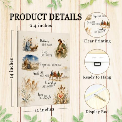 SHQIEUDH Christian Jesus Nativity Bible Verse Wall Art Decor Framed 11x14 - color: christmas-07