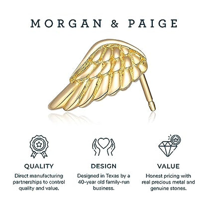 MORGAN & PAIGE Silver Rhodium 14k Rose 18k Yellow Gold Plated Angel Studs - color: Yellow Gold