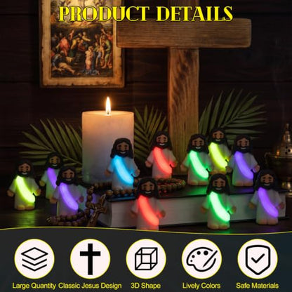 CroBlissful 100 Sets Mini Jesus Figurines Glow in Dark, Glowing Open Arms - style: Glowing Open Arms