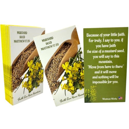 Westmon Works Mustard Seed Holy Card Bulk Bundle Pack Faith Can Move Mountains Prayer from Matthew, Pack of 15