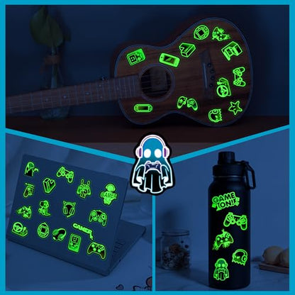 50 Pcs Glow in The Dark Neon Game Stickers for Water Bottle - color: Luminescent-474ksxx