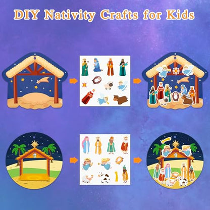 FaCraft Religious Craft Sticker for Kids - Make a Nativity Scene Stickers - color: D-24pcs