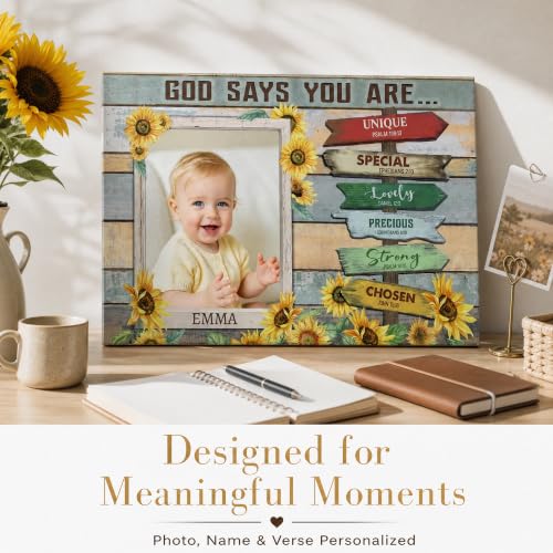Ipplee Custom Signs Wall Art Photo Frame, God Says You Are Sunflower - color: Design06