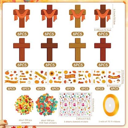 Funrous 48 Sets Fall Crafts Bulk Religious Cross Thanksgiving Paper Crafts - style: Fall Cross