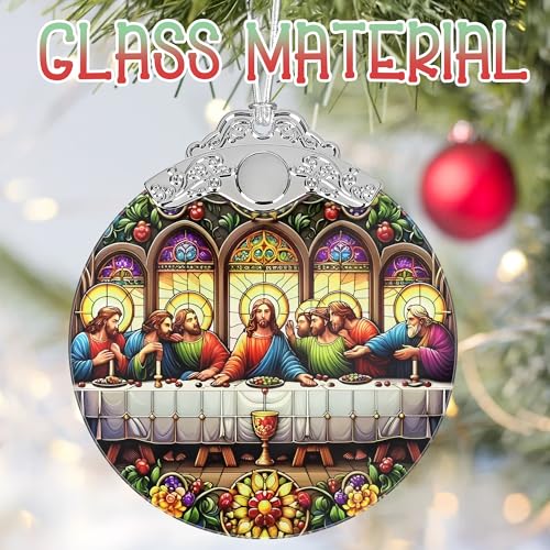 Last Supper Christmas Ornaments, 3" Stained Glass Christmas Decor, Christmas Tree Ornaments, Christmas Tree Decorations, Gift for Religious Believers, Perfect for Holiday Party, Tree, Home Decor - color: Last Supper