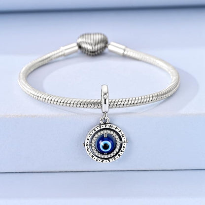 LUXILLA 925 Sterling Silver Charm Golden Family Tree Sparkling Cross Cute Dragon Charms Fits Bracelets Necklace Pendant Bead Jewelry Gift for Women Family Friends - color: Blue Evil Eye Charms