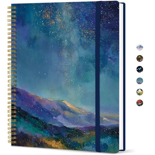 Taja Large Spiral Lined Journal for Women and Men, Notebook for Work - color: N-Starlit Peaks