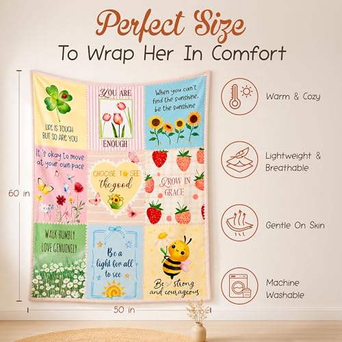 WRAPIX Inspirational Gifts for Women - Soft Fleece Throw Blanket 50x60 in - color: Pastel - Motivational Affirmations, size: 50x60 inches