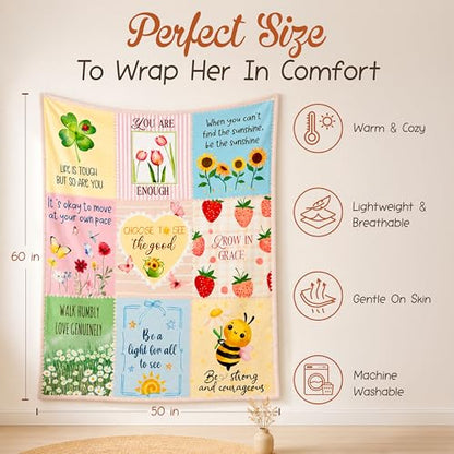 WRAPIX Inspirational Gifts for Women - Soft Fleece Throw Blanket 50x60 in - color: Pastel - Motivational Affirmations, size: 50x60 inches