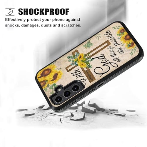 for Samsung Galaxy S26 FE 5G Case, Bible Verse Matthew 19:26 - color: Christian Cross Quote Bible Verse Matthew 19:26, size: Galaxy S26 FE