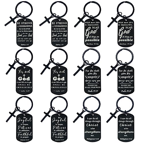 kilofly Christian Inspirational Bible Verse Keychain Gift Cross Charm - style: Faith-black-12