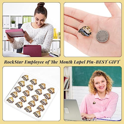 Ceenna 50 Pcs Employee of the Month Star Lapel Pins, Rock - style: Rock