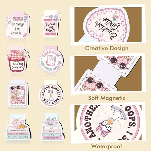Magnetic Bookmarks for Book Lovers, Cute Book Marks, Bookmark Clips - color: Pink, Book Lovers