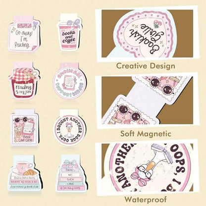 Magnetic Bookmarks for Book Lovers, Cute Book Marks, Bookmark Clips - color: Pink, Book Lovers