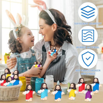 Barydat 50 Pcs Little Jesus Figures Baby Mini Jesus Figurines Bulk to Hide and Seek Tiny Miniature Christ Savior Figurine Toy Religious Gift for Easter Egg Stuffer Sunday School Baptism, Multicolor