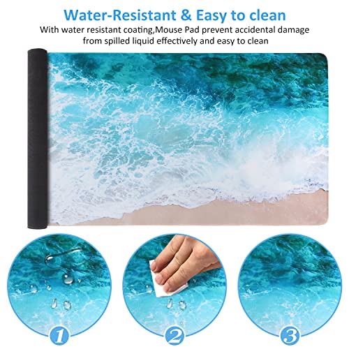 iCasso Extended Gaming Mouse Pad,35.4 x 15.7in Desk Pad,Beach - color: Beach