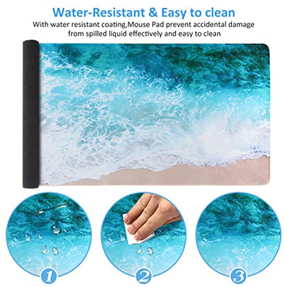 iCasso Extended Gaming Mouse Pad,35.4 x 15.7in Desk Pad,Beach - color: Beach