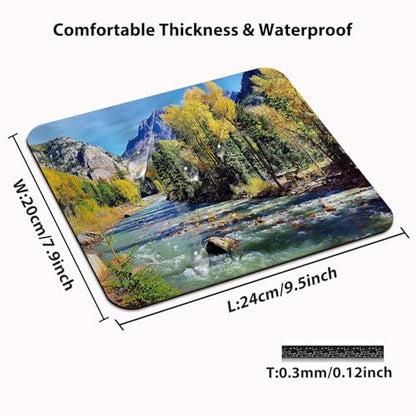 Colorado Rocky Mountain Mouse Pad, Forest River Summer Idyllic Desk Mat - color: Sky Blue