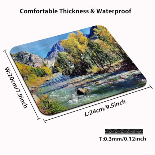 Colorado Rocky Mountain Mouse Pad, Forest River Summer Idyllic Desk Mat - color: Sky Blue