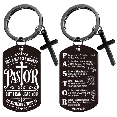 Keychain for Men Boys, Dog Tag Style Key Chain, Black Key Rings Birthday Christmas Veteran Day Gifts - style: Pastor