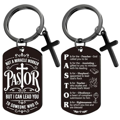 Keychain for Men Boys, Dog Tag Style Key Chain, Black Key Rings Birthday Christmas Veteran Day Gifts - style: Pastor