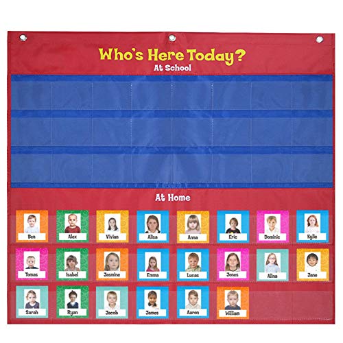 A/R Classroom Attendance Chart, Who is Here Today - Helping Hands Pocket Chart for Classroom,Classroom Organization Teacher Accessories for Preschool Sunday School Kindergarten Daycare