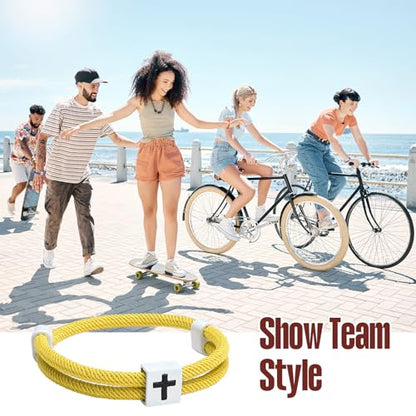 Landical 6 Pcs Cross Bracelet Men Adjustable Braided Rope - color: Bright Color