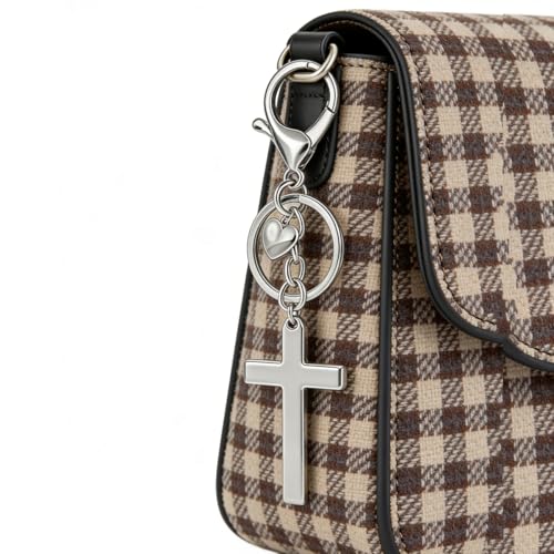 Cross Keychain Bag Charm for Women Christian Religious Gifts Easter Jesus Keychain for Women Purse Handbag Car Keys - color: Silver a