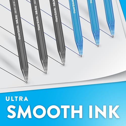 Paper Mate InkJoy 100RT Ballpoint Pens, Medium Point (1.0mm), Black & Blue Ink, 72 Count - Bulk Pack for School, Home, Office, College, Note-Taking - size: 72 Count