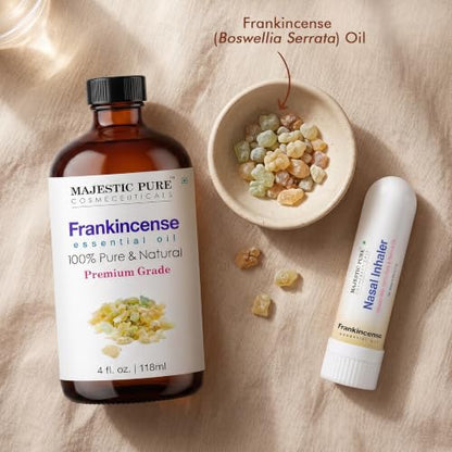 Majestic Pure Frankincense Essential Oil with Nasal Inhaler - 4 Fl Oz