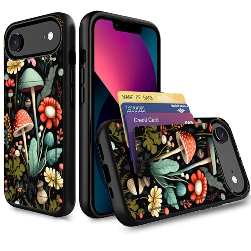 for iPhone Air Case,Wallet Case Credit Card Holder Dual Layer Hybrid Shockproof PC + TPU Case Cover for iPhone Air 6.5" 2025,Mushroom Forest - color: Mushroom Forest, size: iPhone Air 6.5"