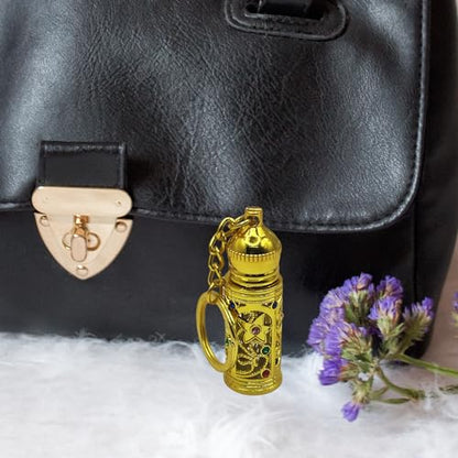 Anointing Oil Bottle Keychain, Gold - color: Gold