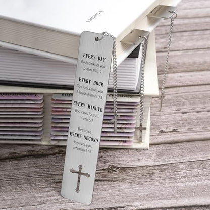 COCHIE 3PCS Metal Bookmark Bulk Christian Gifts, First Communion Gifts for Women Men Girls Boys, Bible Bookmarks with Cross Tassel, Religious Bookmark Faith Gifts Easter Basket Fillers (Cross)