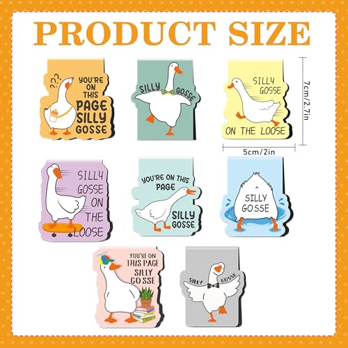 Funny Goose Magnetic Bookmarks, Cute Animal Book Marks for Reading - style: Silly Gosse