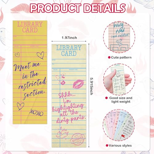 100 Pcs Spicy Romance Paper Bookmarks, Funny Smut Library Card Paper Bookmark for Women Man, Retro Library Page Marks for Adults Reading Lovers Bookish Accessories Gifts - color: Spicy Romance