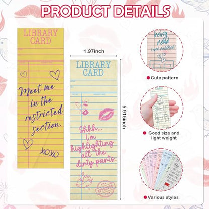 100 Pcs Spicy Romance Paper Bookmarks, Funny Smut Library Card Paper Bookmark for Women Man, Retro Library Page Marks for Adults Reading Lovers Bookish Accessories Gifts - color: Spicy Romance