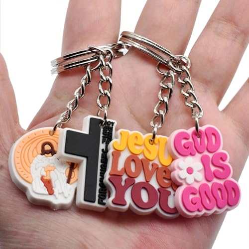 Papacharms 50PCS Jesus Keychains Christian Key Chain Cross Keychain for Christian Gift