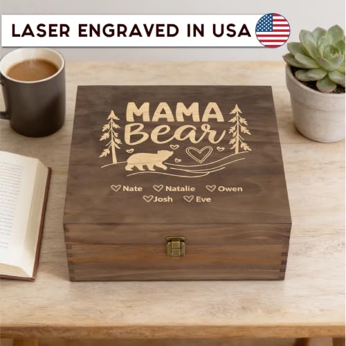 Personalized Mama Bear Memory Box, Engraved Gift for Mom or Grandma - style: 19. Mama Bear Designs