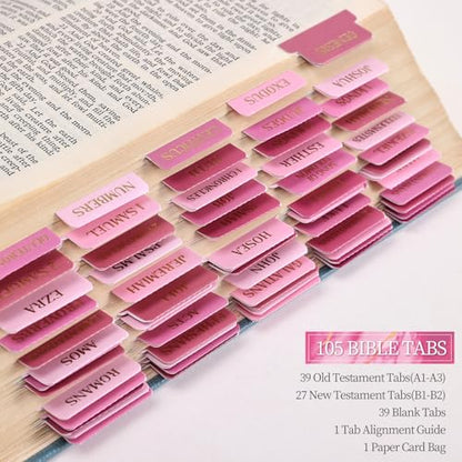 Laminated Bible Tabs for Women, Pink, Gold Foil Embossed Lettering, 105pcs - style: Gold Foil Pink