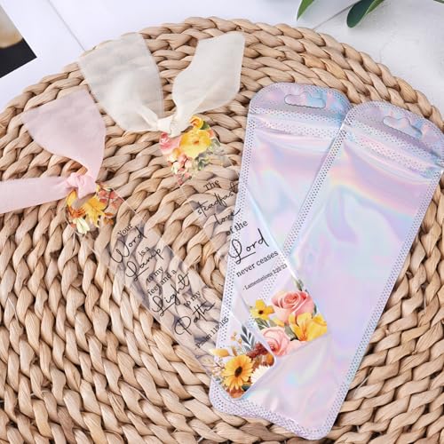 Dazoratix Christian Acrylic Bookmark Blanks - 60 Pcs Inspirational Bible Verse Making Kit Colorful Flower Religious Clear UV DTF Transfer Stickers with Ribbons DIY Craft for Reading Women Book Lovers